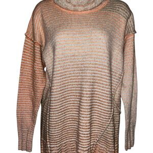 CAbi Striped turtleNeck Sweater in Orange and Cream Super Soft Small